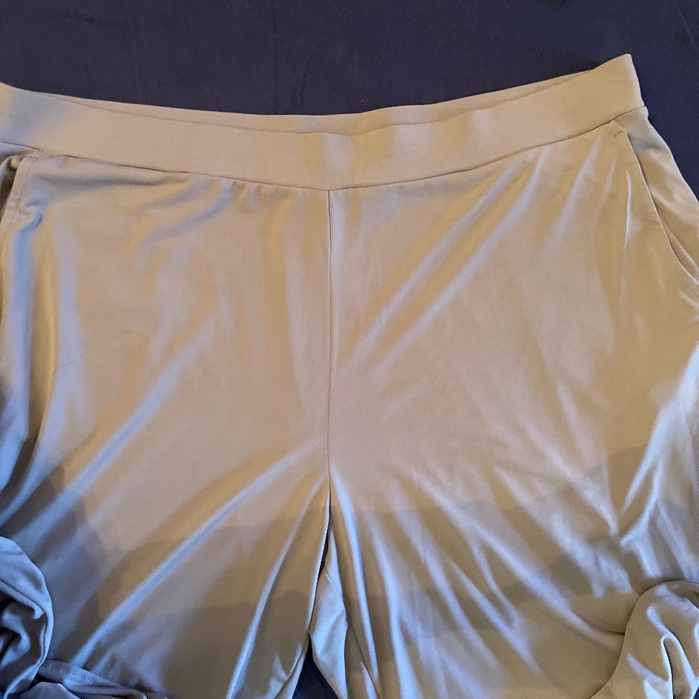 Light grey fluid material ankle pants